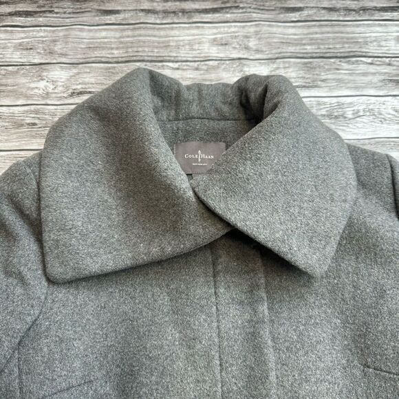 Cole Haan Women's Wool Blend Pea Coat 6 Charcoal Grey Gray Full Zipper Zip Lined - Picture 4 of 16